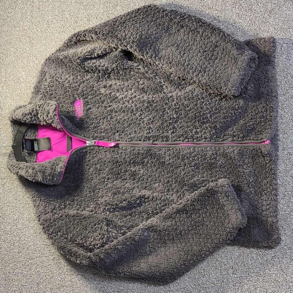 The North Face Girls' Osolita Full-Zip Silken Fleece Jacket Size Medium in Gray